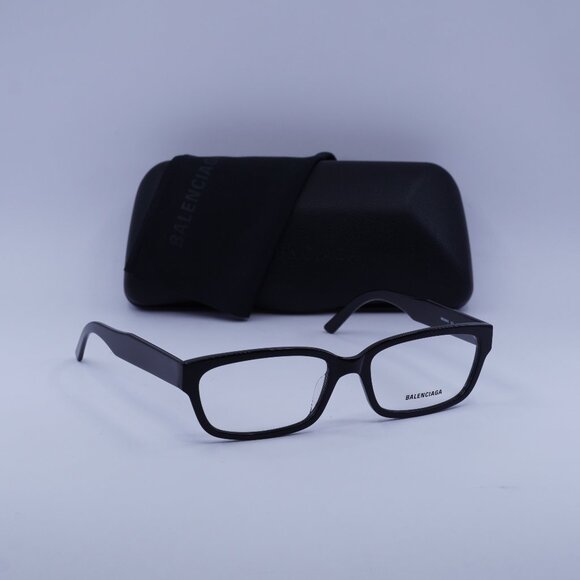 Balenciaga BB0065O 001 Rectangle Eyeglasses 55mm - Black - Picture 1 of 9